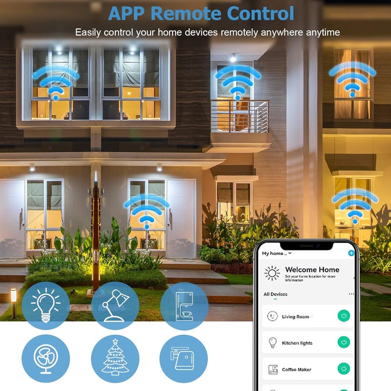 Eva's Light WiFi Smart Plugs 4 Pack, Smart Plugs That Work with Google Home for Voice Control Smart Outlet Plug with Timer APP Remote Control 1875W No Hub Required 2.4G Only, FCC and ETL Listed - Image 5